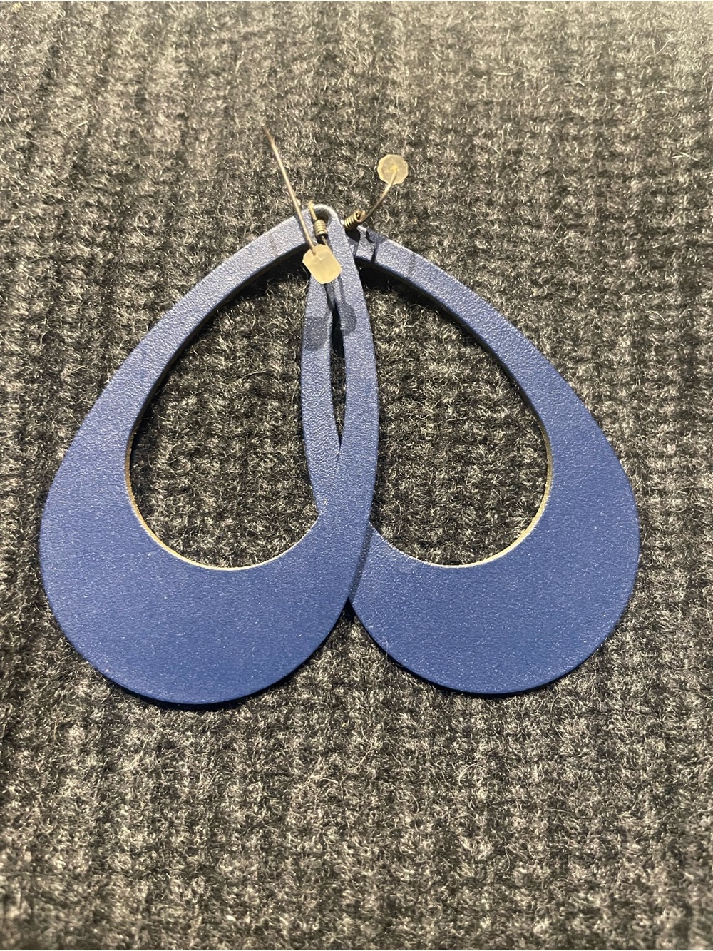 Navy Leather Earrings